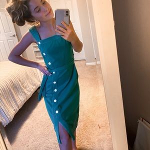 Anthropologie Green Button Down Dress